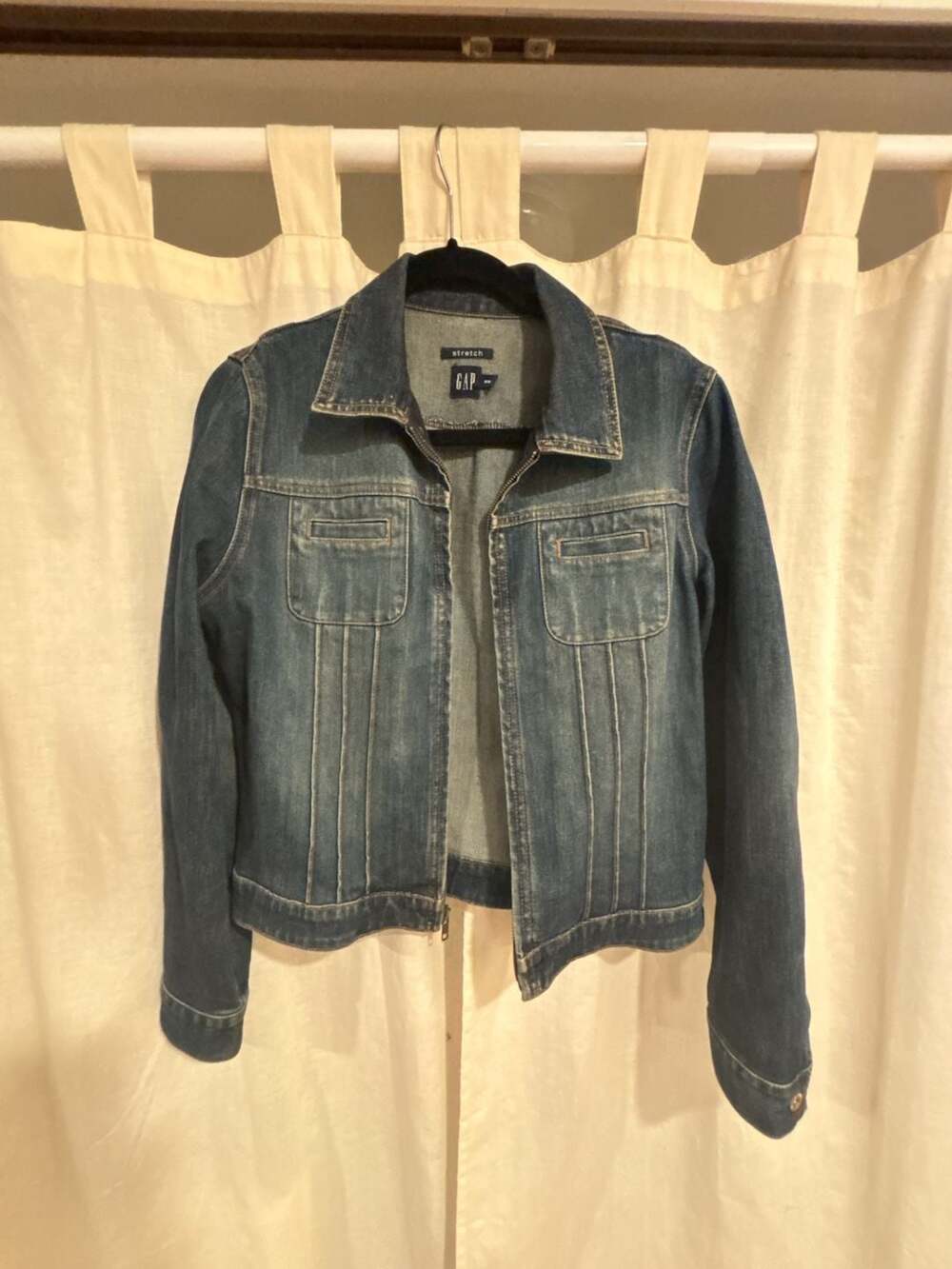 Gap Women's Vintage Stretch Zip-Front Blue Denim Jacket